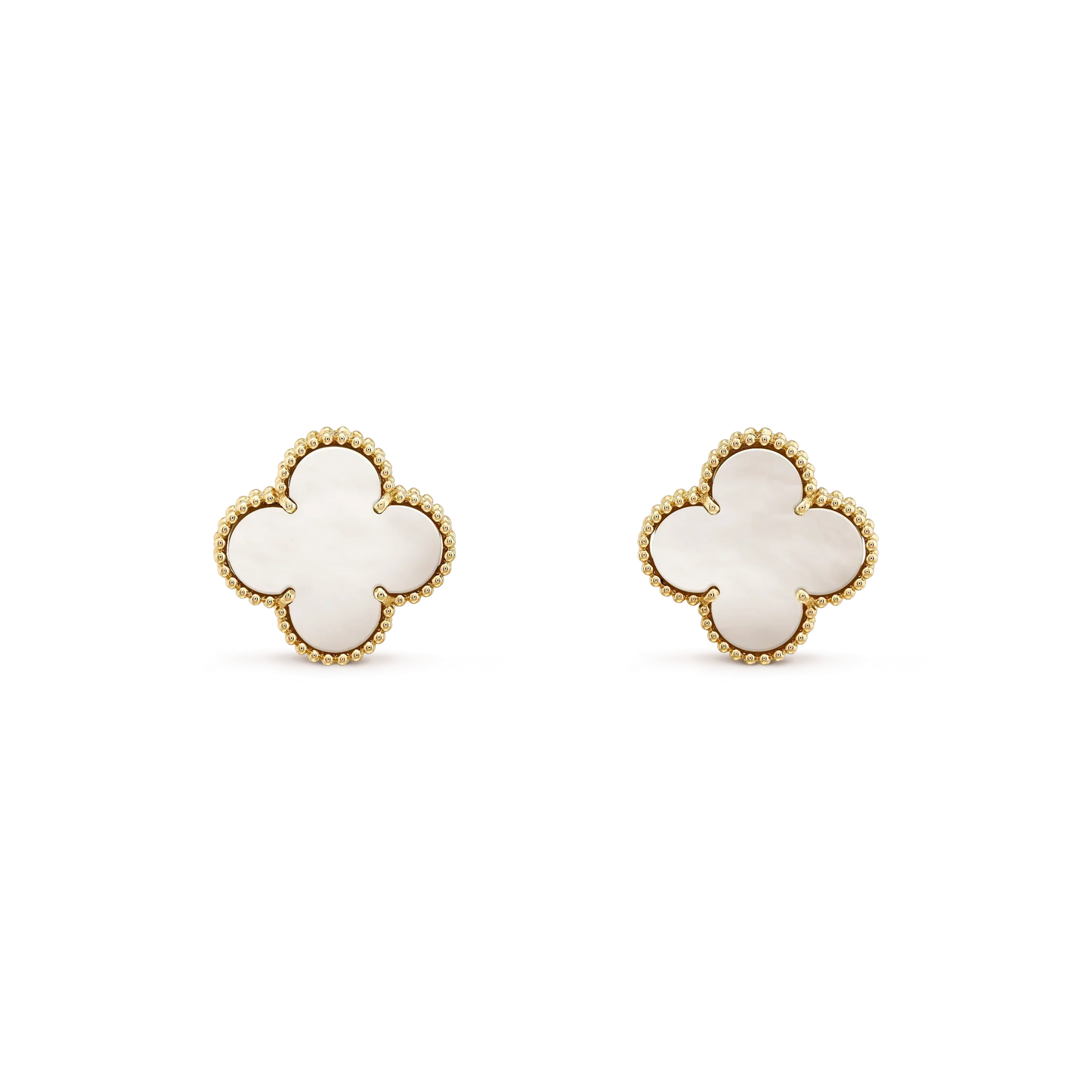 [LumiVibe]CLOVER MEDIUM 1 MOTIFS  WHITE MOP STUD EARRINGS