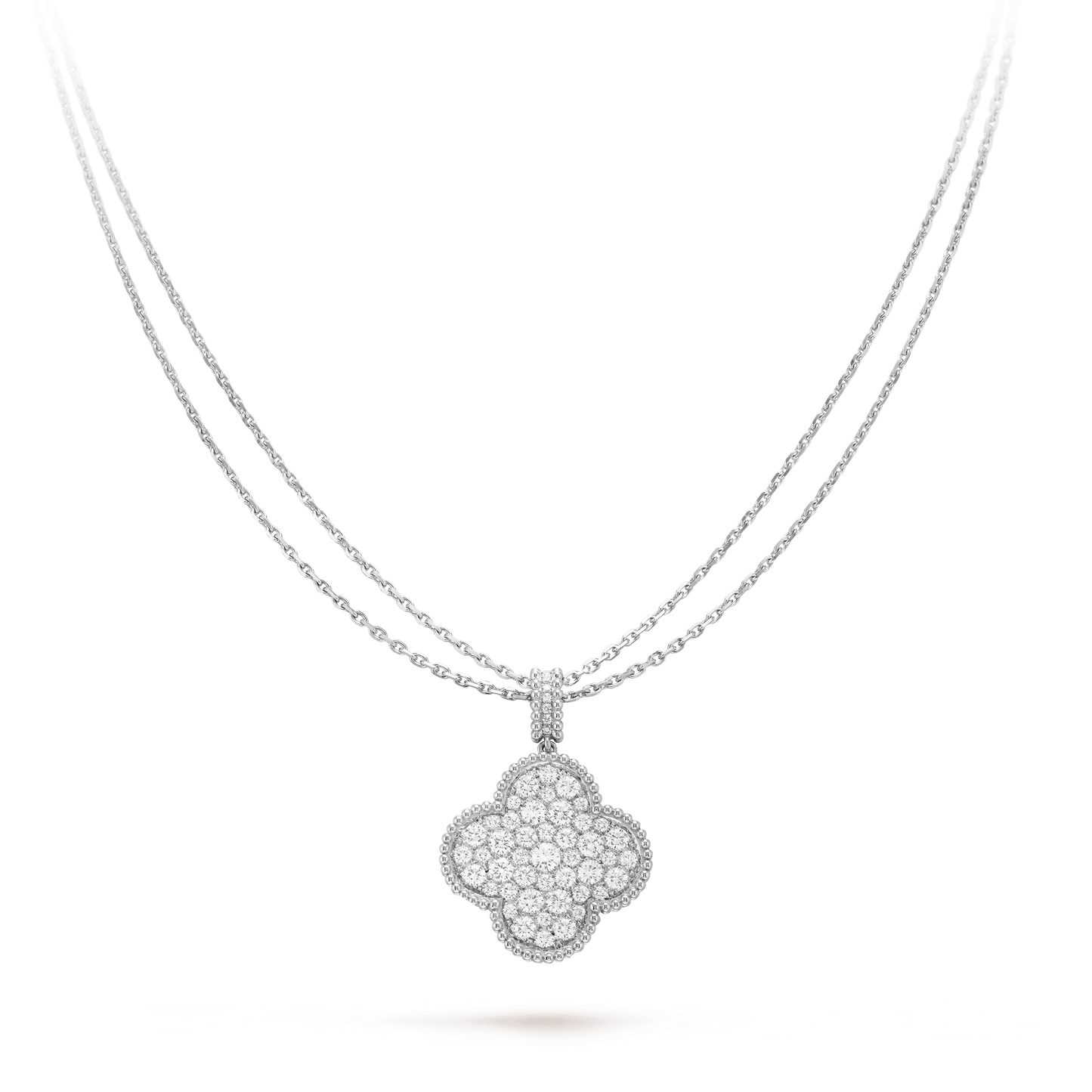 [LumiVibe]CLOVER 25MM SILVER FULL DIAMOND BIG CLOVER NECKLACE