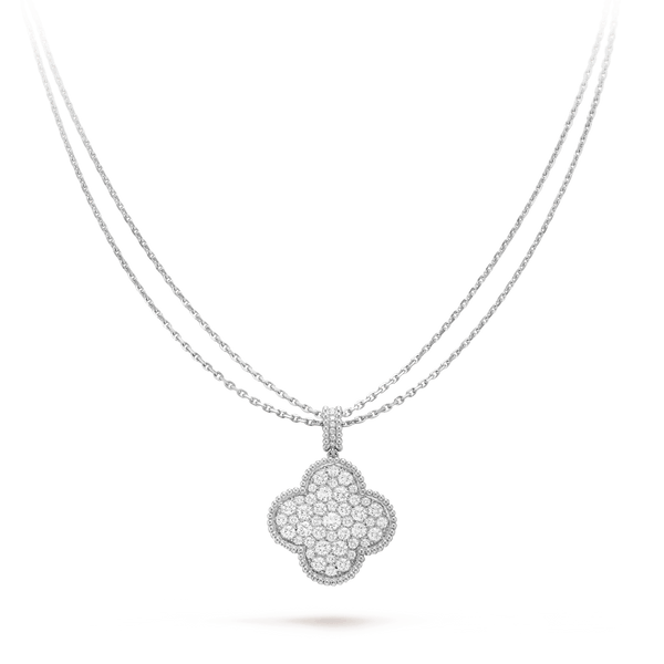 [LumiVibe]CLOVER 25MM SILVER FULL DIAMOND BIG CLOVER NECKLACE