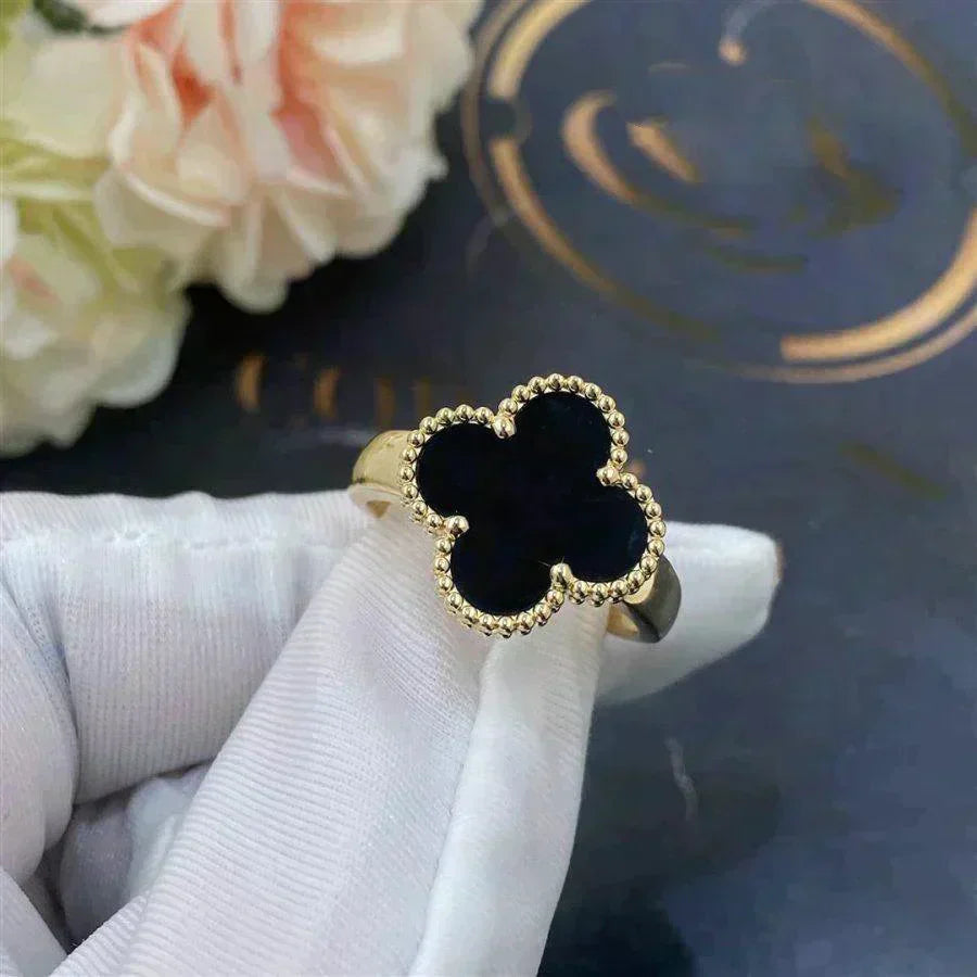 [LumiVibe]CLOVER ONYX RING