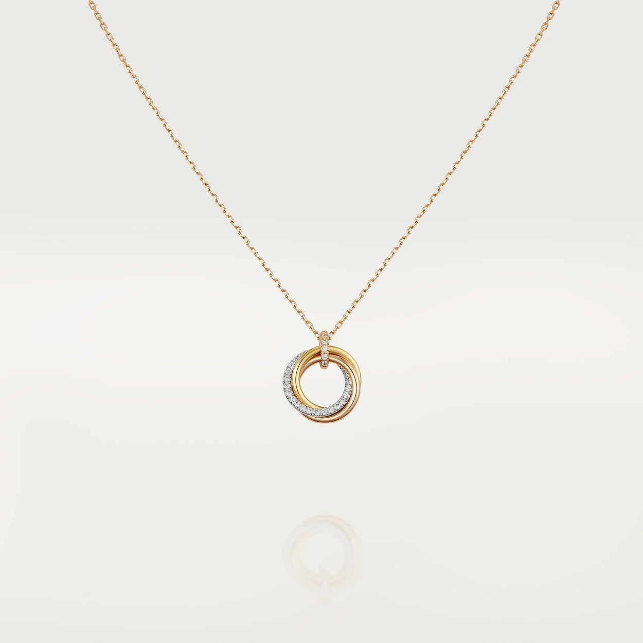 [LumiVibe]TRINITY NECKLACE SILVER GOLD PINK GOLD DIAMONDS