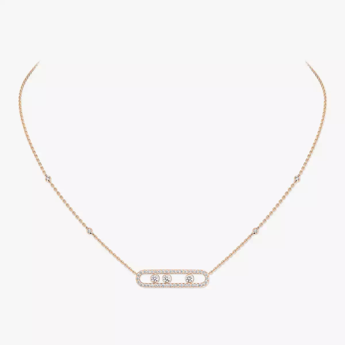 [LumiVibe] Move Pave_ Rose Gold Diamond Necklace