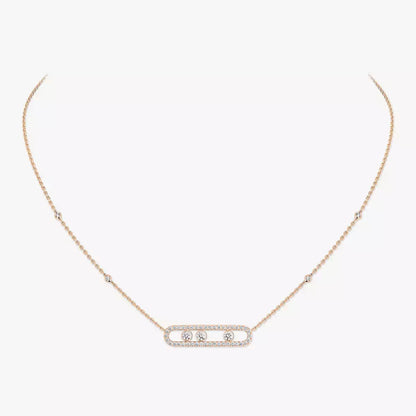 [LumiVibe] Move Pave_ Rose Gold Diamond Necklace