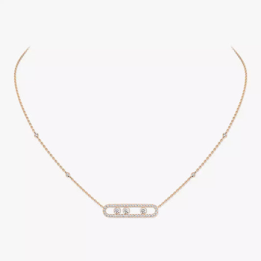 [LumiVibe] Move Pave_ Rose Gold Diamond Necklace
