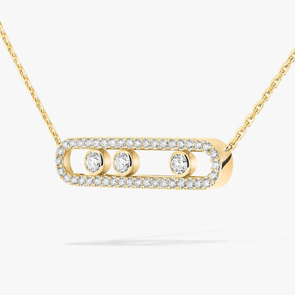[LumiVibe] Move Pave_ Rose Gold Diamond Necklace