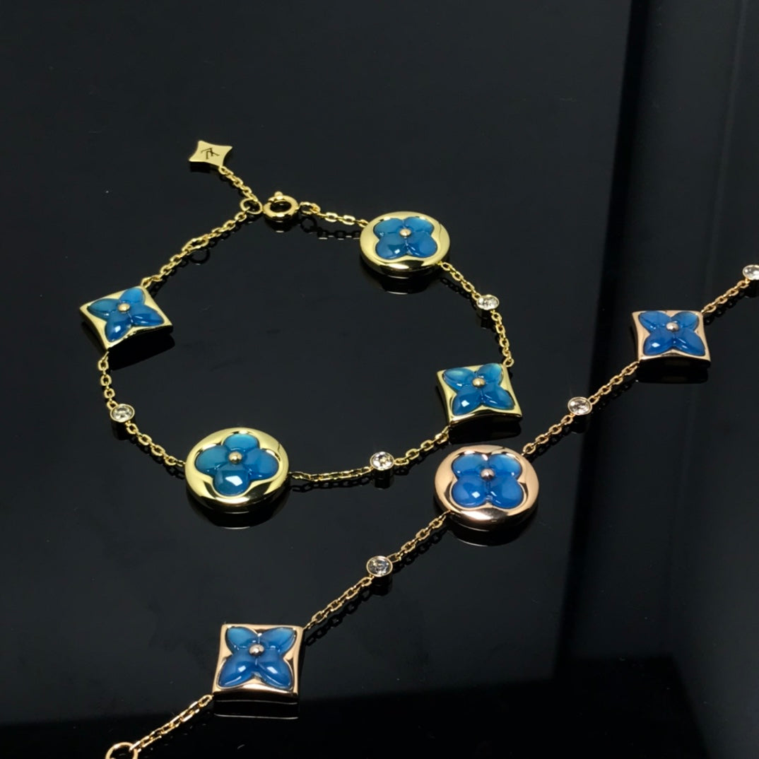 [LumiVibe]STAR AND SUN 4 MOTIF BLUE BRACELET