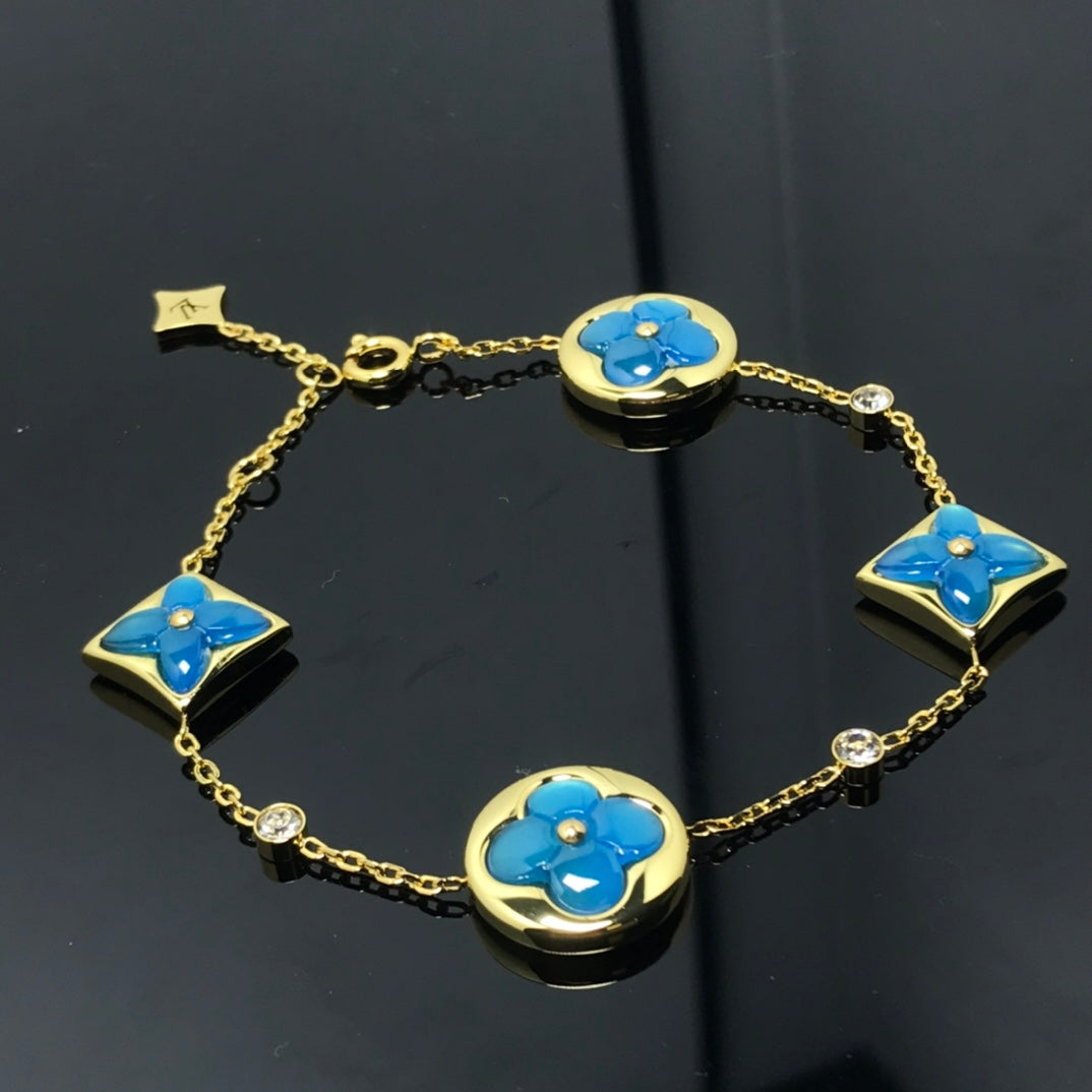 [LumiVibe]STAR AND SUN 4 MOTIF BLUE BRACELET