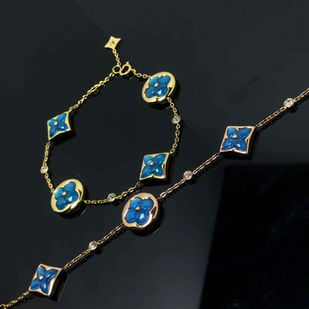 [LumiVibe]STAR AND SUN 4 MOTIF BLUE BRACELET