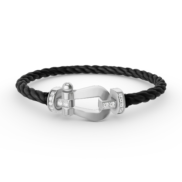 [LumiVibe]FORCE LARGE HORSESHOE HALF DIAMOND BRACELET SILVER