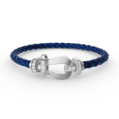 [LumiVibe]FORCE LARGE HORSESHOE HALF DIAMOND BRACELET SILVER